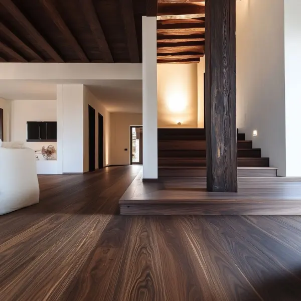 Modern renoviertes Wohnzimmer in Frankfurt mit Eichenparkett und maßgefertigten Einbauten